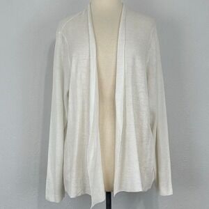 Eileen Fisher Organic Linen Open Knit Cardigan Sz 2X Coastal Capsule Minimalist
